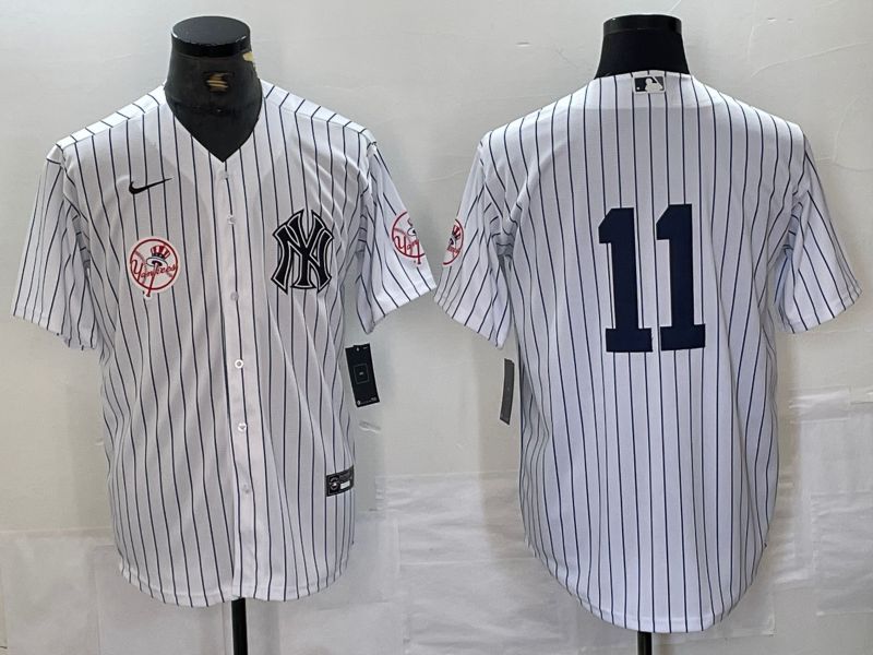 Men New York Yankees 11 Volpe White Stripe Second generation joint name Nike 2024 MLB Jersey style 6